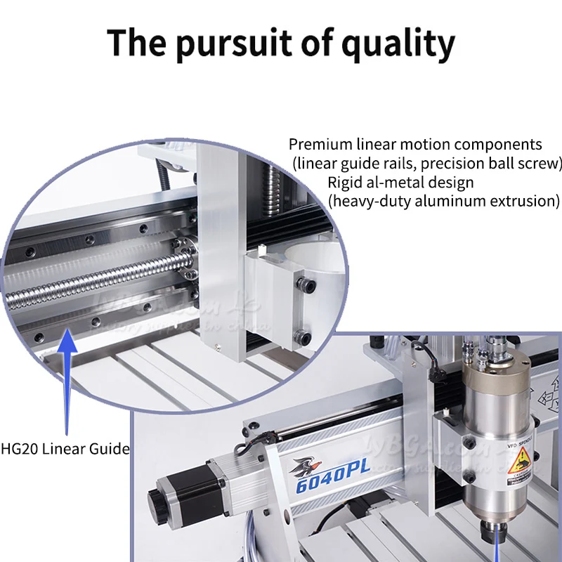 

LYBGACNC 3-осевой 4-осевой гравировально-режущий фрезерный станок 6040PL Фрезерный станок с ЧПУ 2,2 кВт Шпиндель с водяным охлаждением Дополнительный резервуар для воды