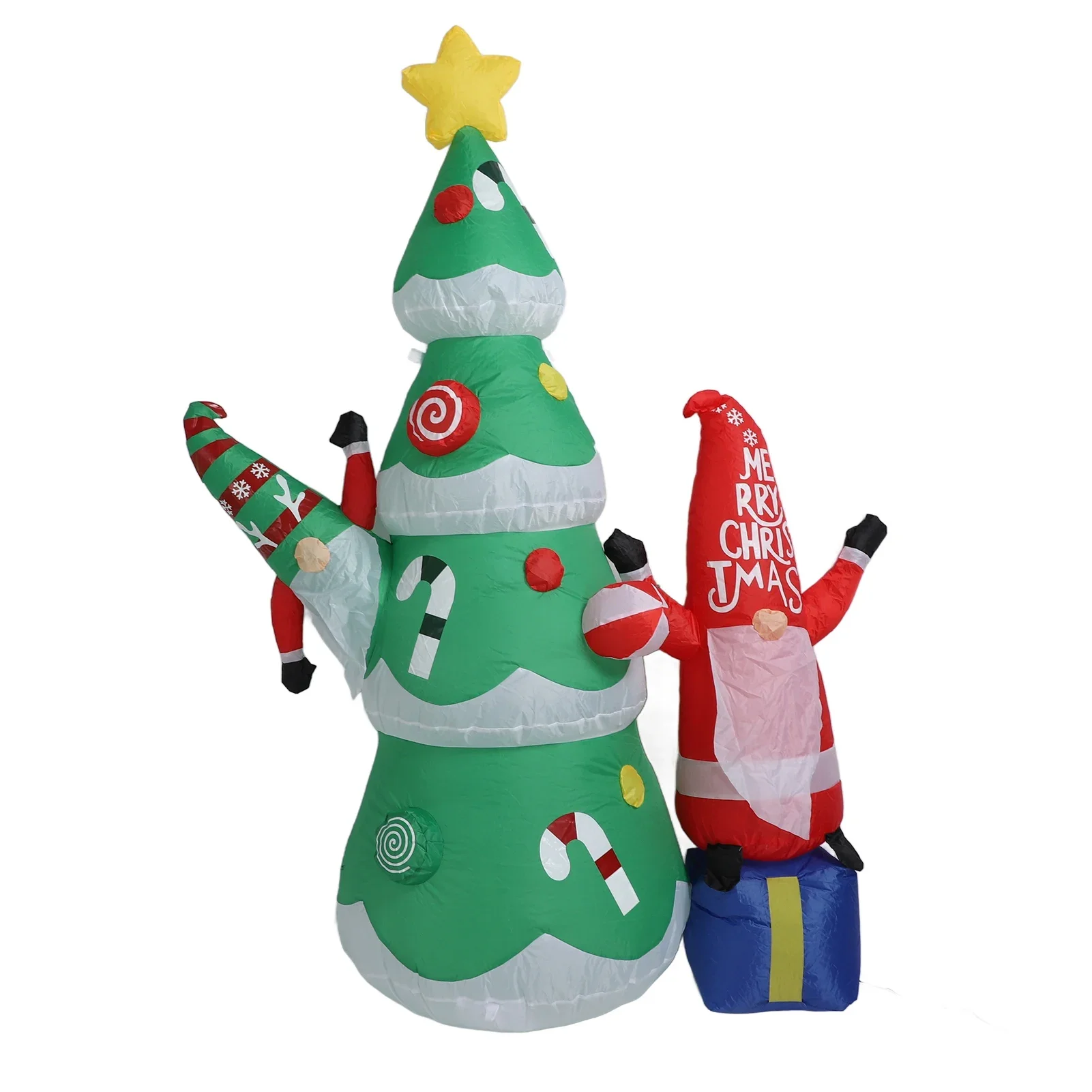 1.8m Dwarf And Christmas Tree Inflatable Decoration IP44 Christmas Outdoor Inflatable Decoration With Blower And LED Light