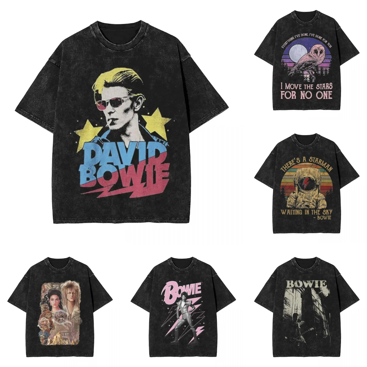 Vintage Rock T-Shirt Summer Davids Star Bowied Streetwear T-Shirts 2024 Casual Harajuku Tee Shirt For Man Short-Sleeve  Top Tees