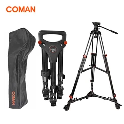 COMAN DF2-trípode de cámara plegable profesional, plataforma rodante con 3 ruedas, soporte de polea, Base Universal, para estudio fotográfico, vídeo en vivo