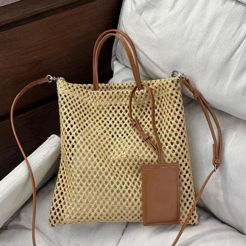 

Beach Straw Tote Bags For Women Luxury Designer Handbags And Purses 2026 New In Grass Hollow With Inner Pocket Underarm Shoulder