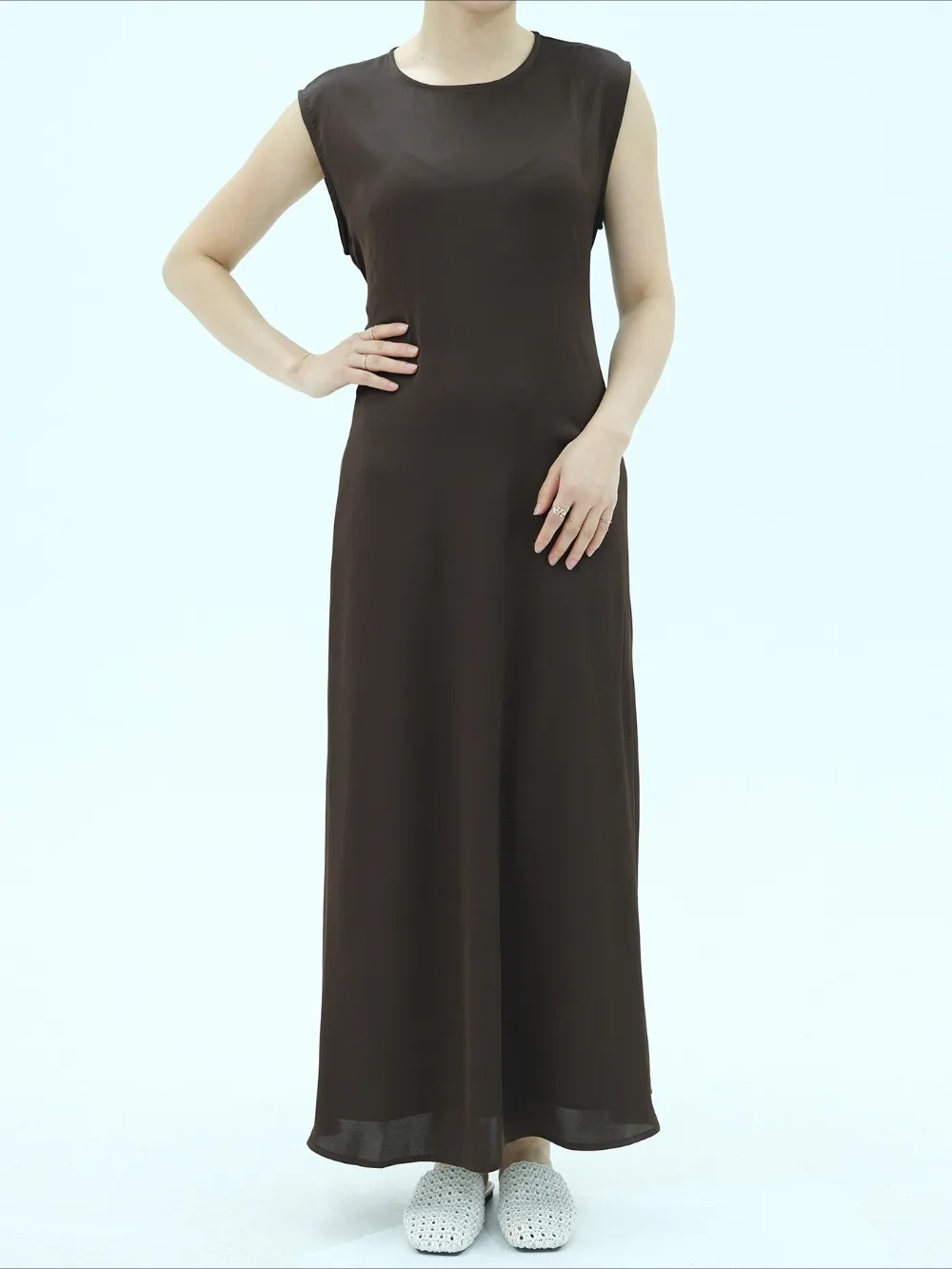 

Elegant Inner Dress Women Sleeveless Bandge Lace-up Abaya Muslim Ramadan Vestidos Largos Arab Long Robe Morocco Dubai 2026