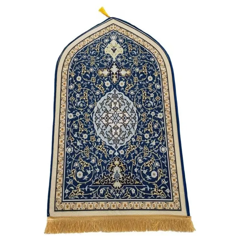 1pc Soft Worship Kneel Travel Prayer Rug Non-slip Prayer Mat Flannel Carpet for Muslim Ramadan Embossing Floor Carpets Portable