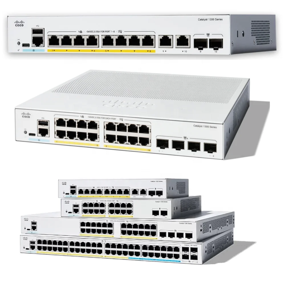 For Cisco C1300-16P-2G 1-Year Warranty 16-Port PoE+ Gigabit Switches with VLAN and QoS Support SNMP Function