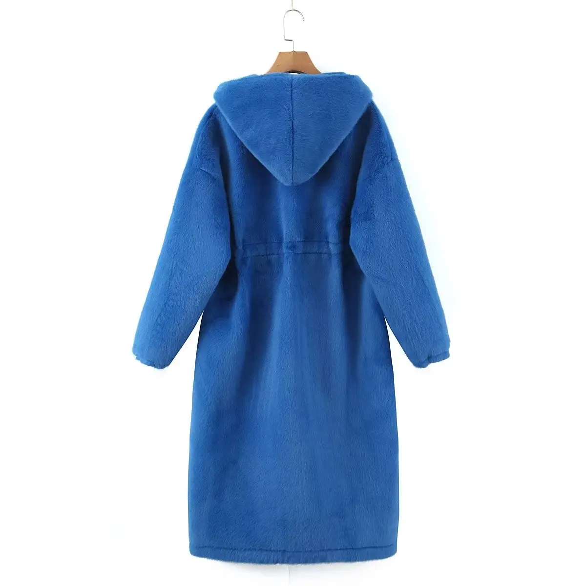 Jenny&Dave Imitation Rabbit Hair Winter Trench Coat Women Fashion Blogger High Street Hooded Long Coat