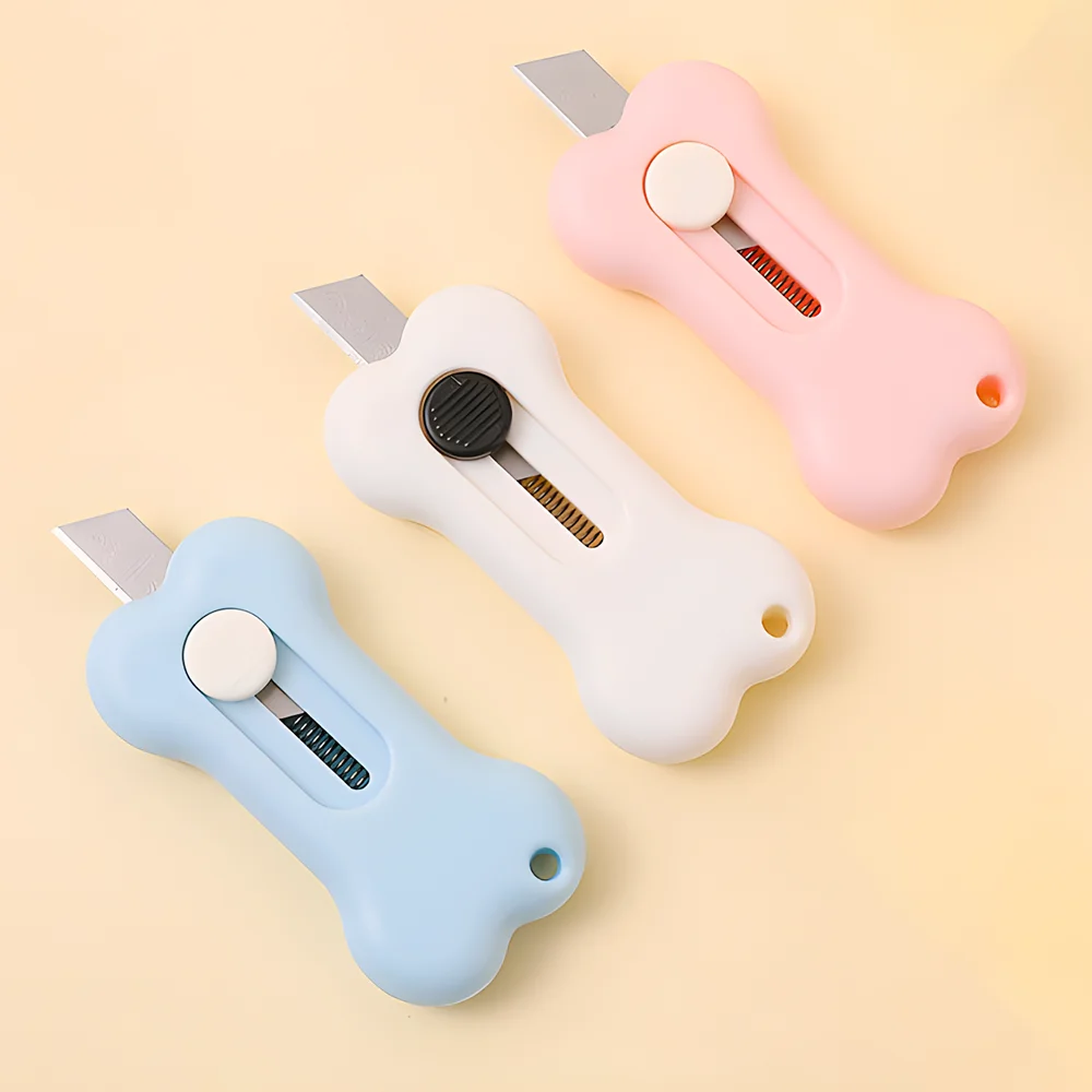 Faca utilitária retrátil profissional, bonito, osso kawaii, portátil, abridor de cartas, hobby, artesanato, ferramentas diy, cortador de caixa de papelaria