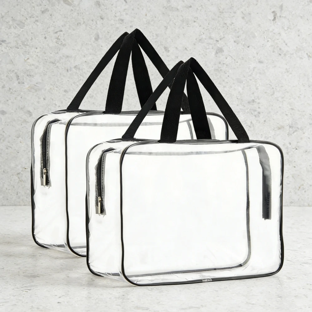 

2 прозрачных косметички из ПВХ для туалетных принадлежностей, водонепроницаемые прозрачные пластиковые сумки для косметики и макияжа