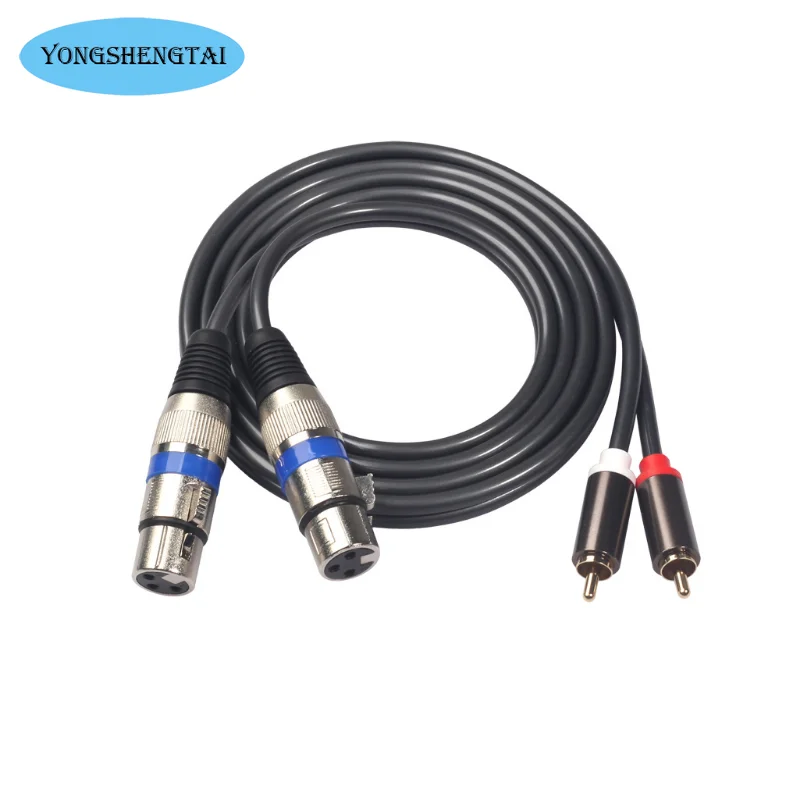 Cabezal chapado en oro doble Lotus macho RCA a XLR hembra, mezclador, reproductor de disco, Cable de Audio de 1,5 m