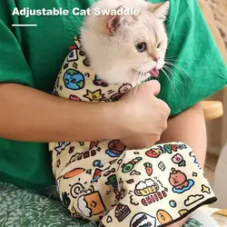 Pet Swaddle Self-Adherent Cat Grooming Wrap Cat Nail Clipping Cleaning Restraint Bag Anti-Bite Anti-Scratch Calming Wrap