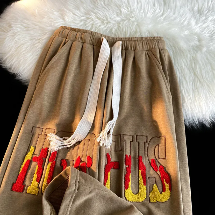 

Men's Straight Leg Pants Spring Autumn Casual Long Pants Embroidered Letter Sports American Hiphop Sweatpants