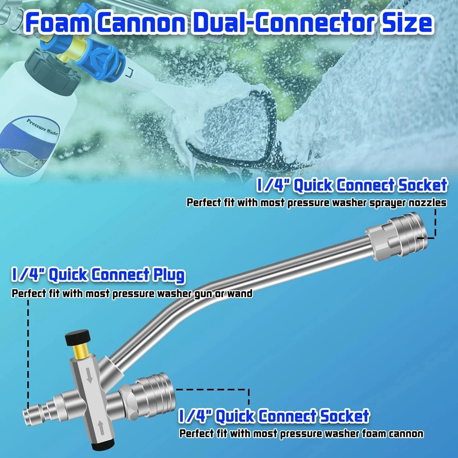 Pressure Washer Free Switching Foam Gun Dual Connection Accessories Dual Switch 1/4 Interface Two-in-one Spray Gun Water Gun