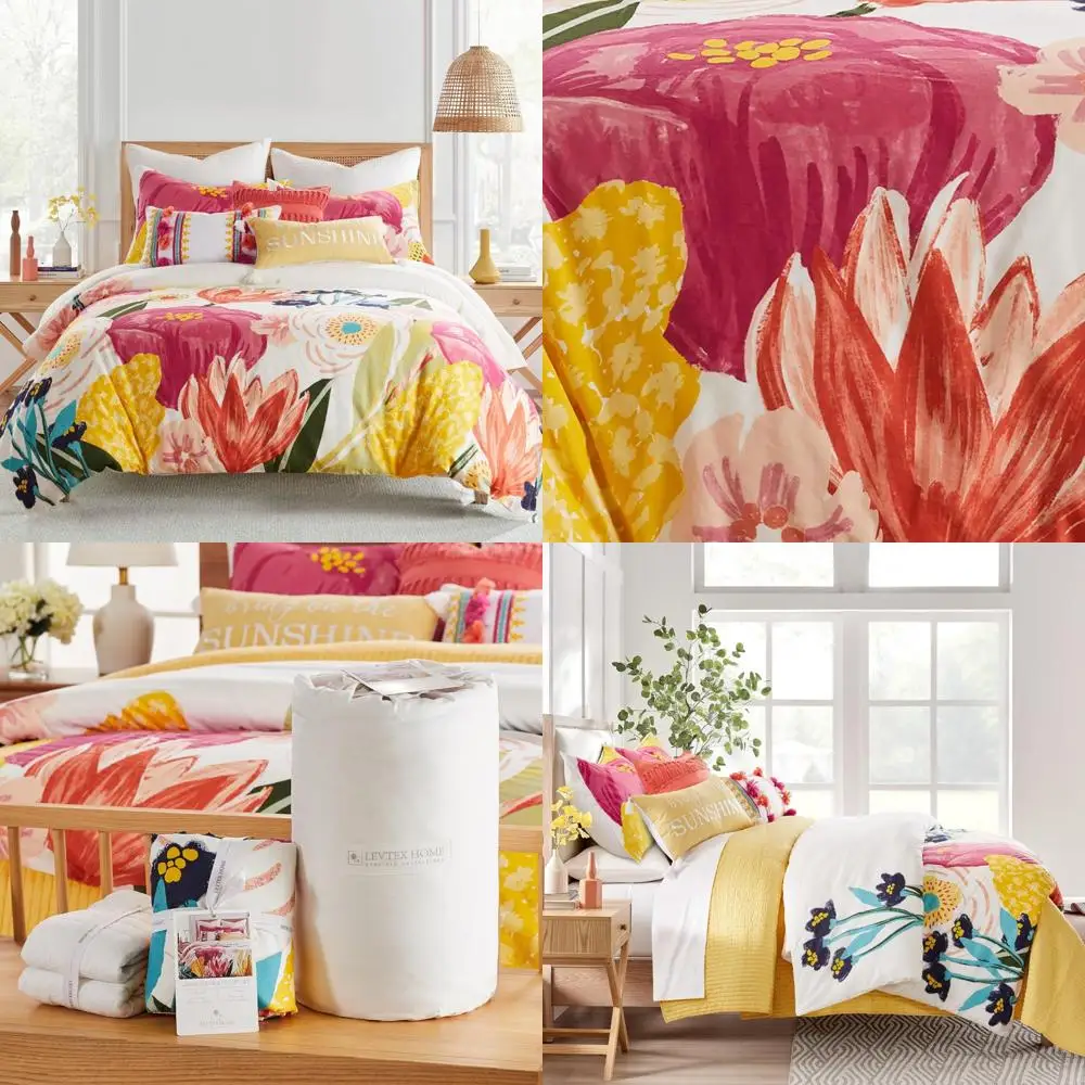 

Multicolor Floral Duvet Cover Set with Standard Pillowcase - Bold Contemporary Design for Twin Beds - Vibrant and Stylish Beddin
