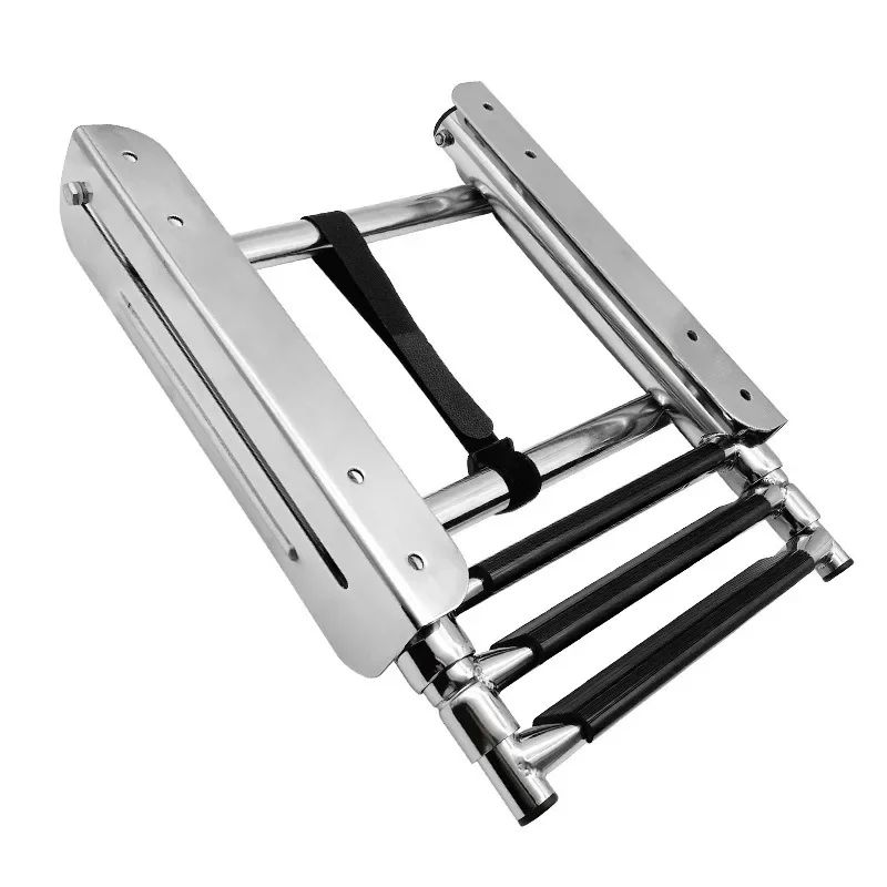 304 stainless steel launching ladder with slide rail boarding ladder, three sections launching