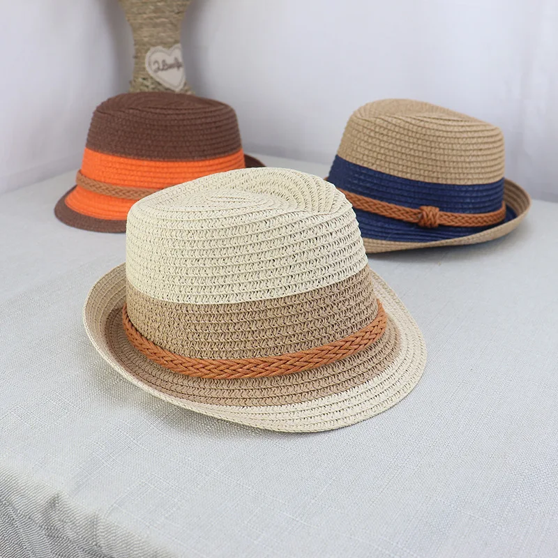 Korean Top Hat Parent-child Straw Hat Kids Sunhat Spring Summer Beach Sun Hand-knitted Hat Men Wholesale