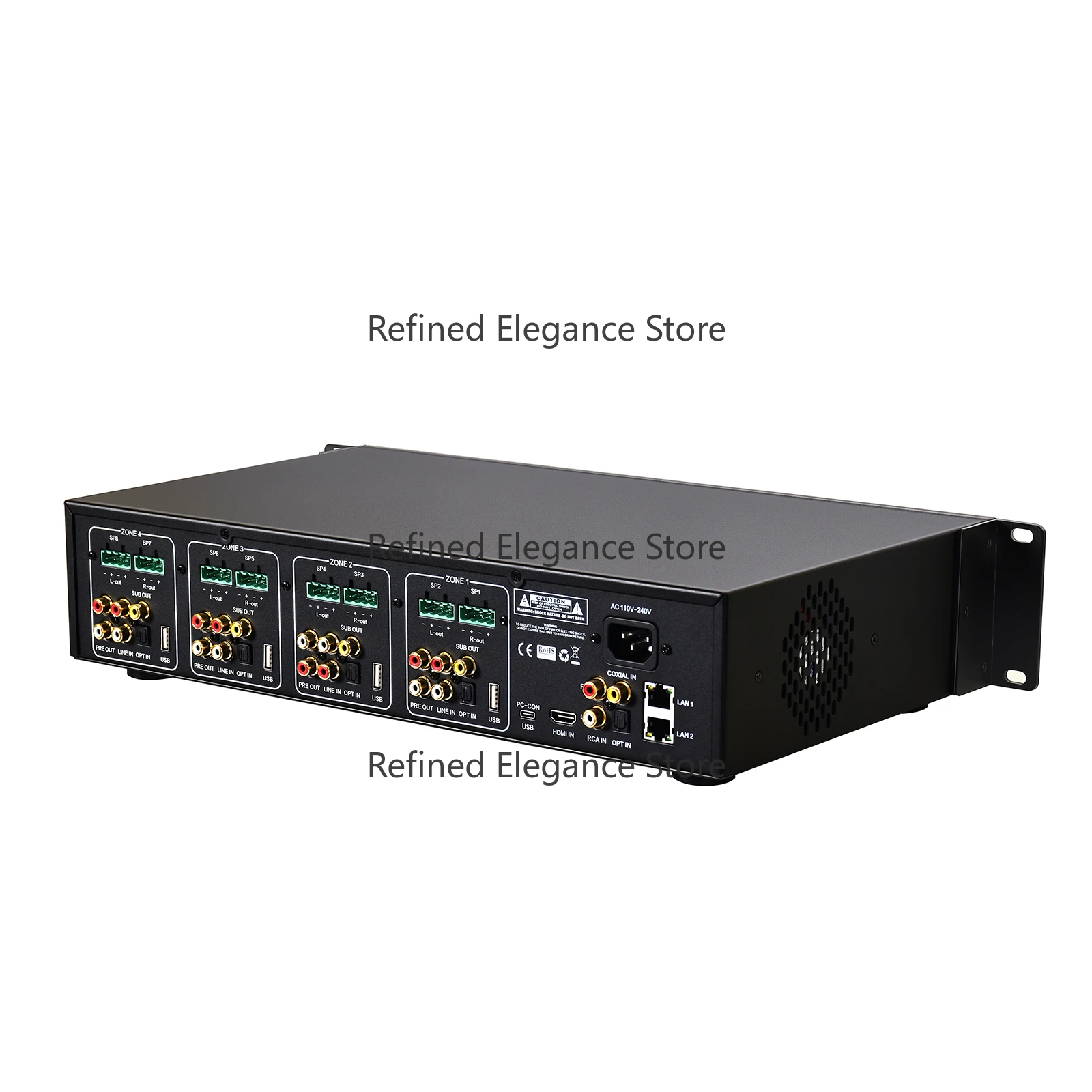 4 Zone Network Audio Amplifier HIFI BT5.0 Smart Audio Power Amplifier for Multiroom Playback Music