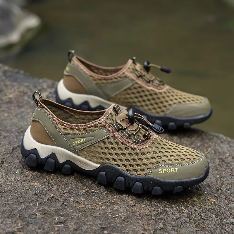 Outdoor Hiking Shoes for Men, Breathable Mesh Sports Shoes, Quick-Dry Water Shoes, Lightweight Trekking Shoes, Wear-Resistant Non-Slip River Tracing Shoes, Stylish Hollow-Out Casual Large Size Shoes 3 image 2