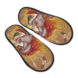 Gustav Klimt Running Horses Guest Slippers for Bathroom Women Custom Print Golden Tears And Kiss House Slipper