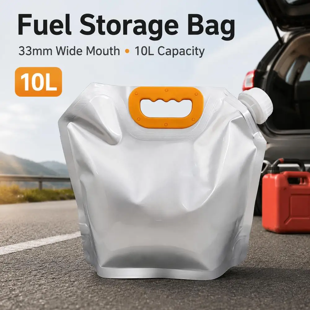 10L Water Storage Bag Portable Aluminum Foil Gas Canister Container with 33mm Wide Mouth Emergency Gas Oil Bladder
