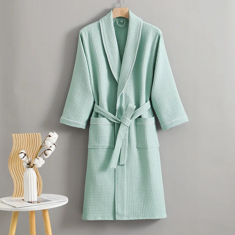 100% Cotton Bathrobe New Couples Morning Robe Waffle Hotel Beauty Salon Bathrobe Women&men Sleepwear Sexy Pajamas Bath Robes