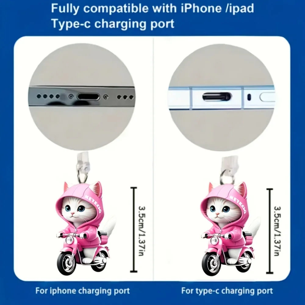 การ์ตูนปลั๊กฝุ่นสีชมพู Type-C ปลั๊กฝุ่นอะคริลิคจี้โทรศัพท์การ์ตูน Iphone Connector ปลั๊กฝุ่นสําหรับของขวัญ Samsung Personal Use