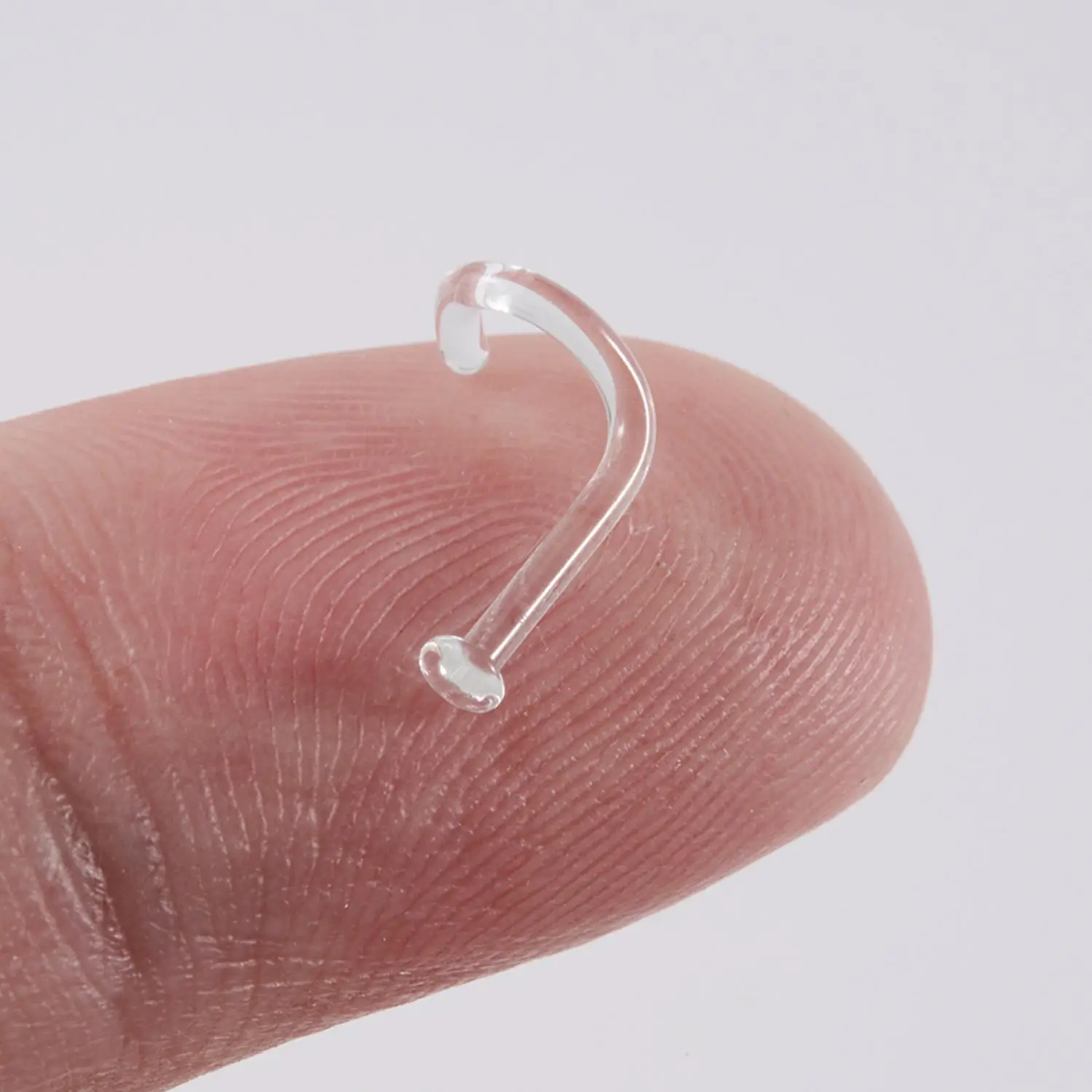 Transparent Glass Nose Ring Personality L-shaped S-shaped Curved Rod Invisible Nose Ring Antiallergic Body Piercing Jewelry