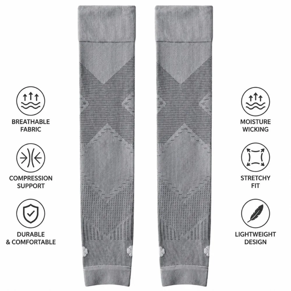 Breathable Mesh High Knee Leg Sleeve Segmented Compression Elastic Stretch Calf Compression Sleeve Sun Protection