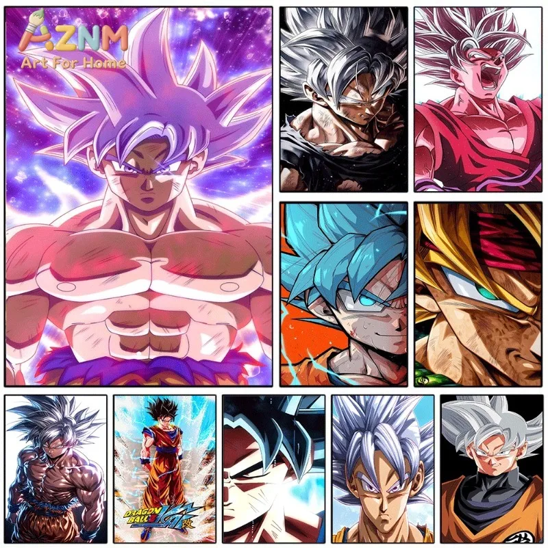 Dragon Ball Goku Ultra Instinct Blue Anime Canvas Wall No Frame Single Canvas Painting Poster Home Living Room Bedroom Picture