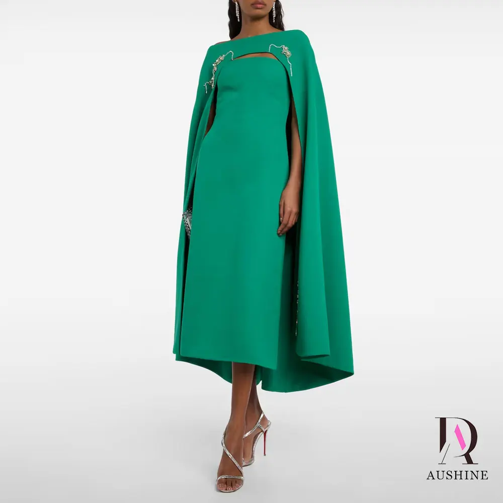 Aushine-Robe de soirée d'anniversaire de luxe pour femme, longueur rinçage, manches châle, été, élégant, fête de mariage, tout ce qui est arabe, 2024