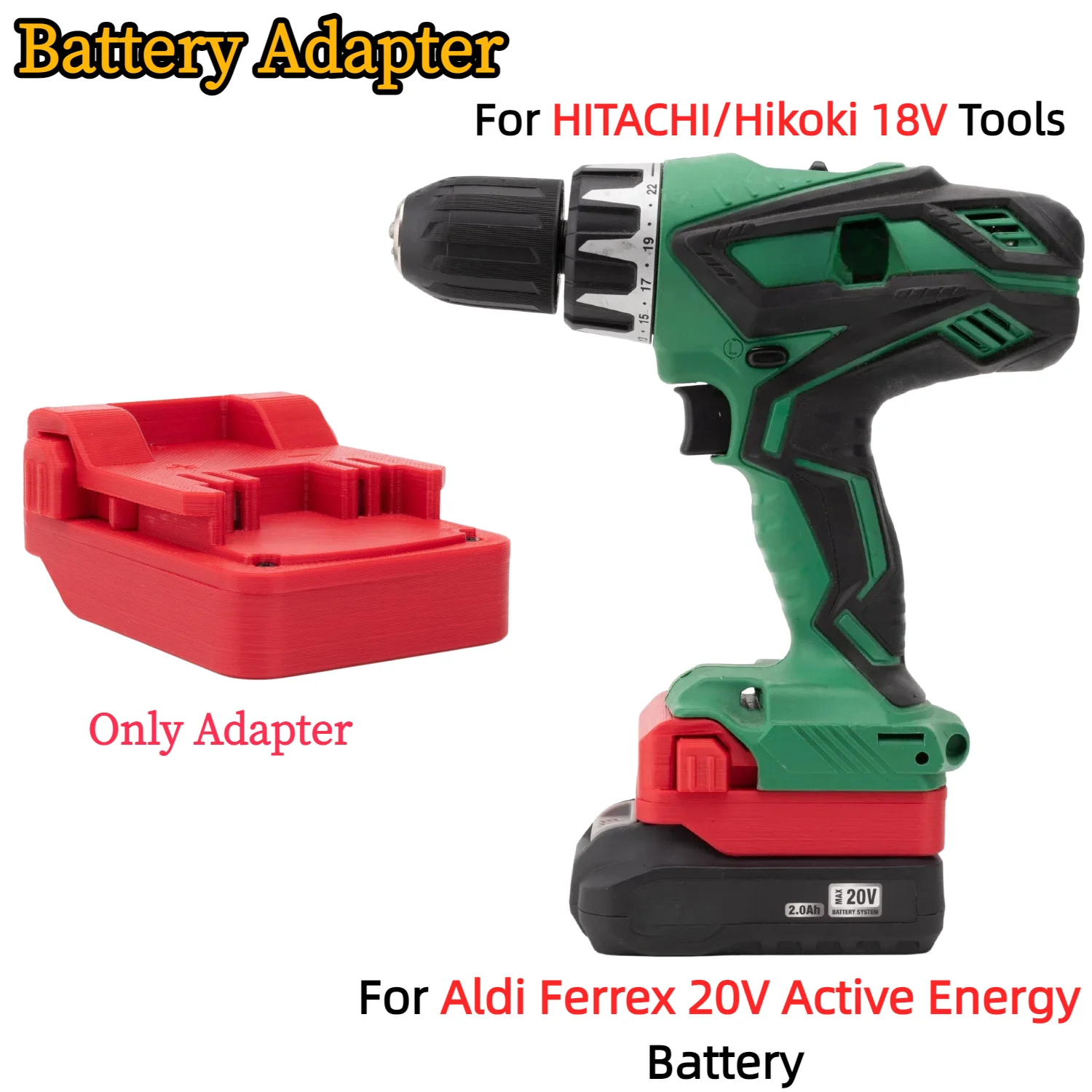 Battery Adapter/Converter for Aldi Ferrex 20V Active Energy Li-ion Battery TO HITACHI/Hikoki 18V Tools Accessory(Only Adapter)