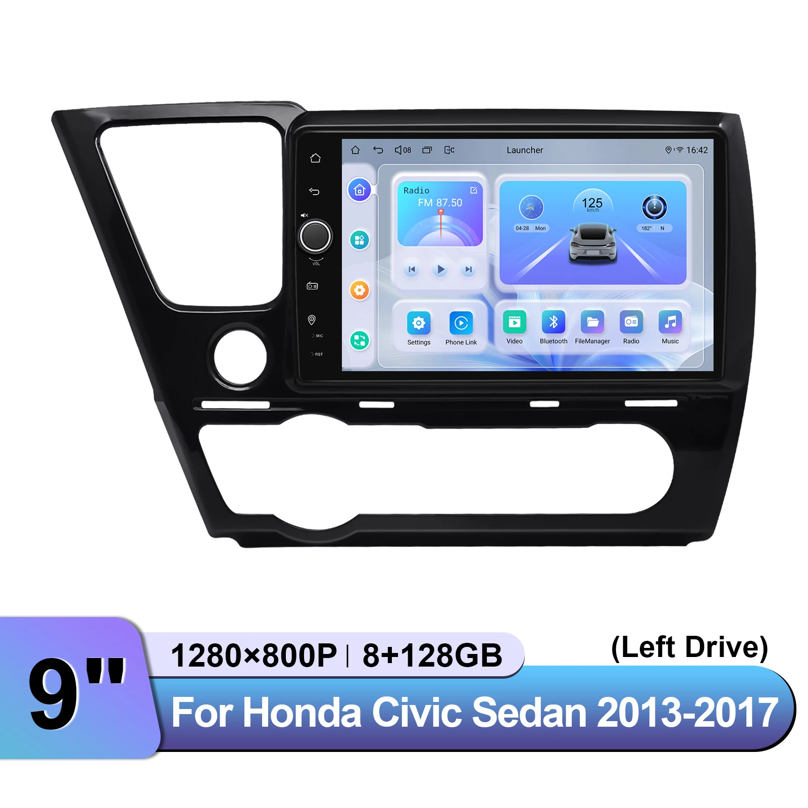 US Warehouse Car Stereo For Honda Civic Sedan 2013-2017 Android Head Unit Radio with Wireless CarPlay Android Auto Plug&Play