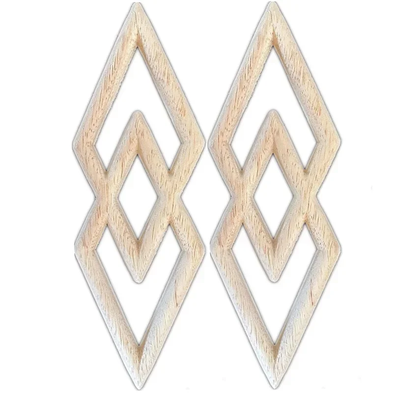 5PCS 20cm Wood Flower Carved Decal Corner Onlay Applique Frame Door Furniture Wall Unpainted for Home Cabinet Door Decor