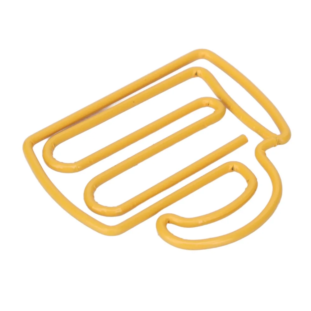 100Pcs Decorative Yellow Cute Paper Clips Cup Shape 27*24mm Office Clips Lightweight Portable Paperclips Document Organization