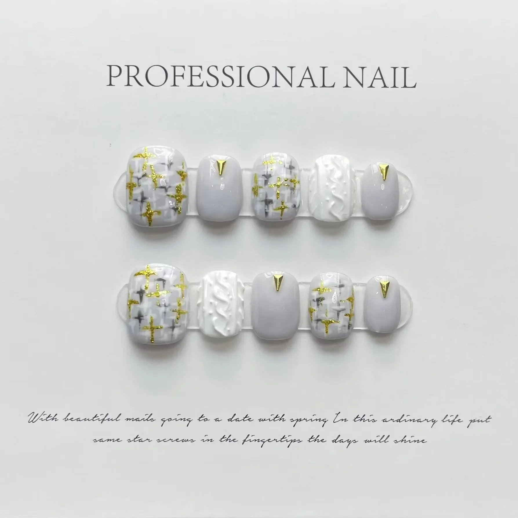 

10Pcs Short Handmade False Press On Nails Flower Manicuree Decoration Wearable False Nails Japanise Full Cover Ballet Nail Tips