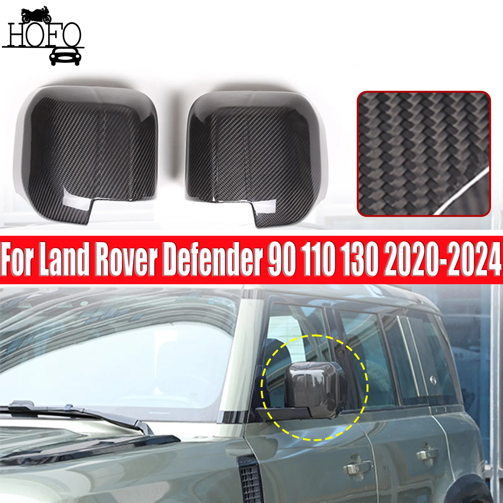 

For Land Rover Defender 90 110 130 2020-2024 Side Rear View Mirror Cover Caps