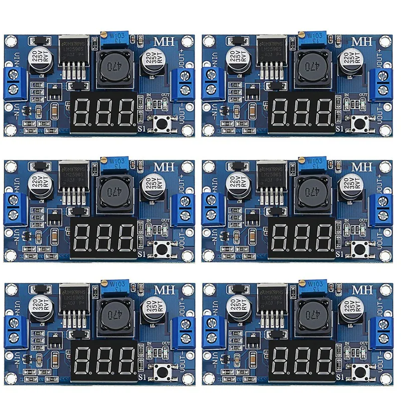 6 X Adjustable LM2596S DC-DC Down Converter, Down Voltage Regulator, Power Module, 36 V, 24 V, 12 V To 5 V, 2 A