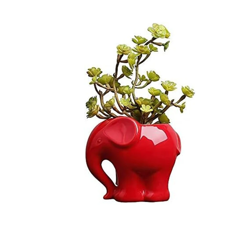 Ceramic Elephant Pencil Holder, Pen Holder, Plant Pot, Bonsai Pot, Flower Pot, Succulent Planter, Elephant Gifts, 3.9\