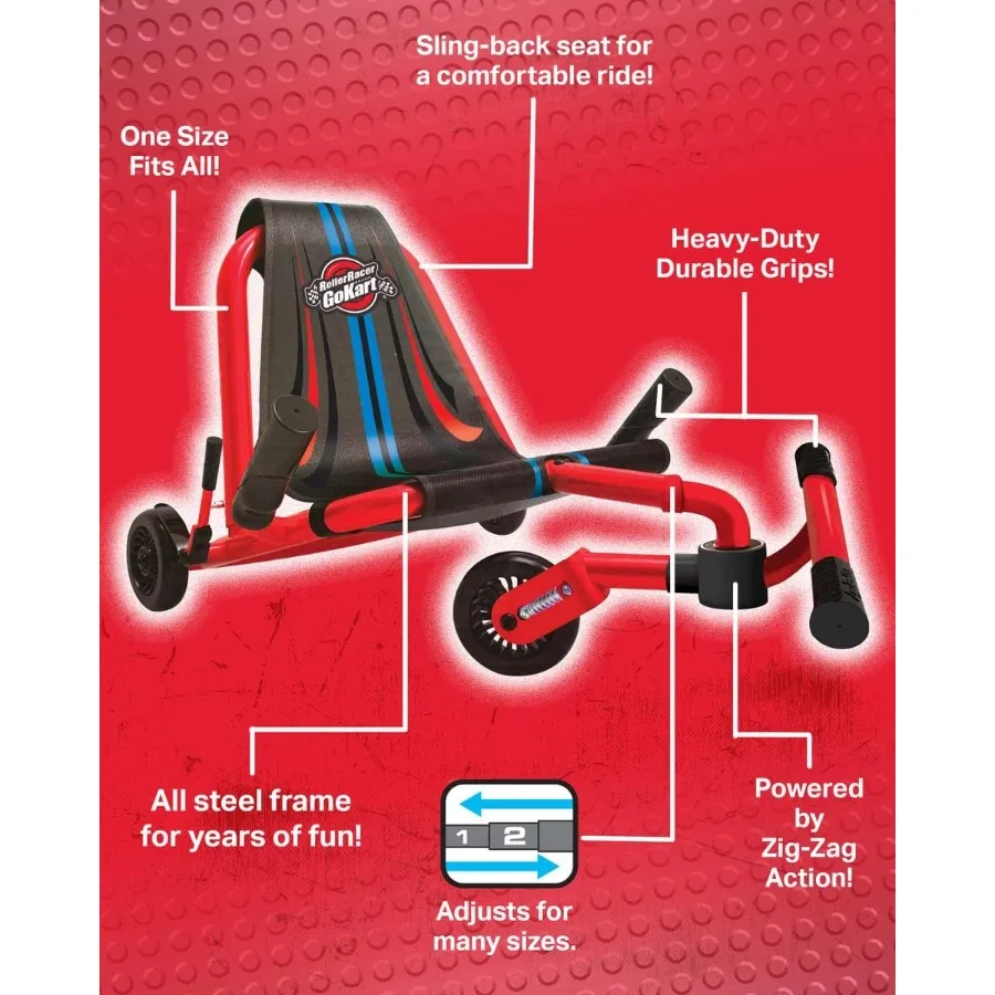지그재그 모션으로 구동되는 놀라운 승차감을 위한 고카트 스윙 사이드 투 사이드, 실내외 모든 단단한 표면에서 탈 수 있음