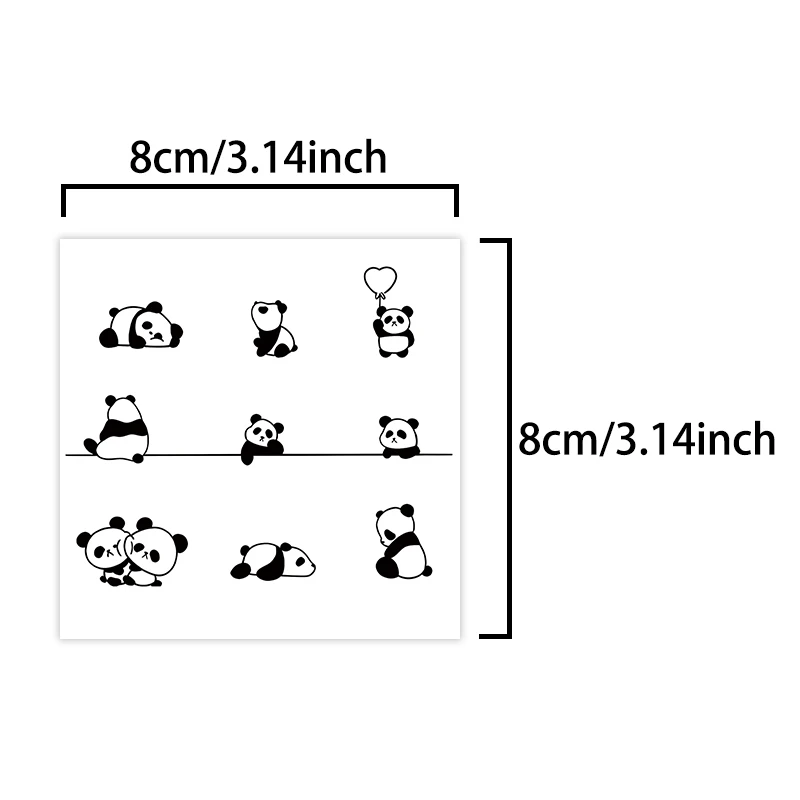 1Pc Cute panda Mini Waterproof Temporary Tattoo Stickers, Long-lasting Waterproof for One to Two Weeks, For Arm, Leg.