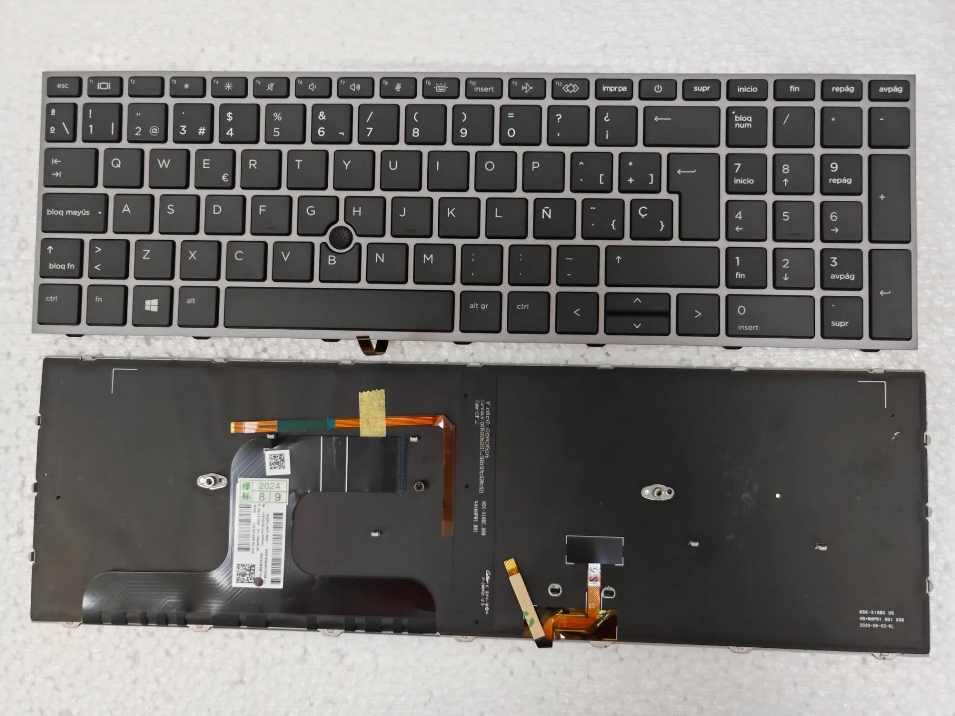 

Клавиатура ноутбука для HP Zbook Fury 17 G7 17 G8, испанская указка с подсветкой, серая рамка