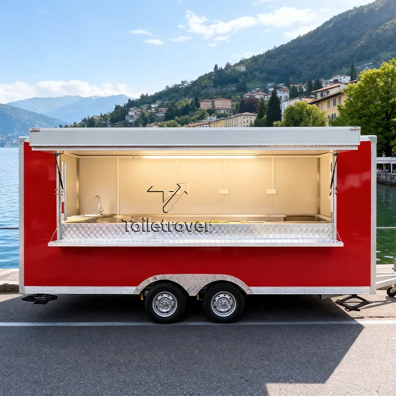 

Mobile Fast Food Cart Catering Trailer Custom Coffee Catering Trailer Portable Coffee Beverage Food Truck for Outdoor Vending