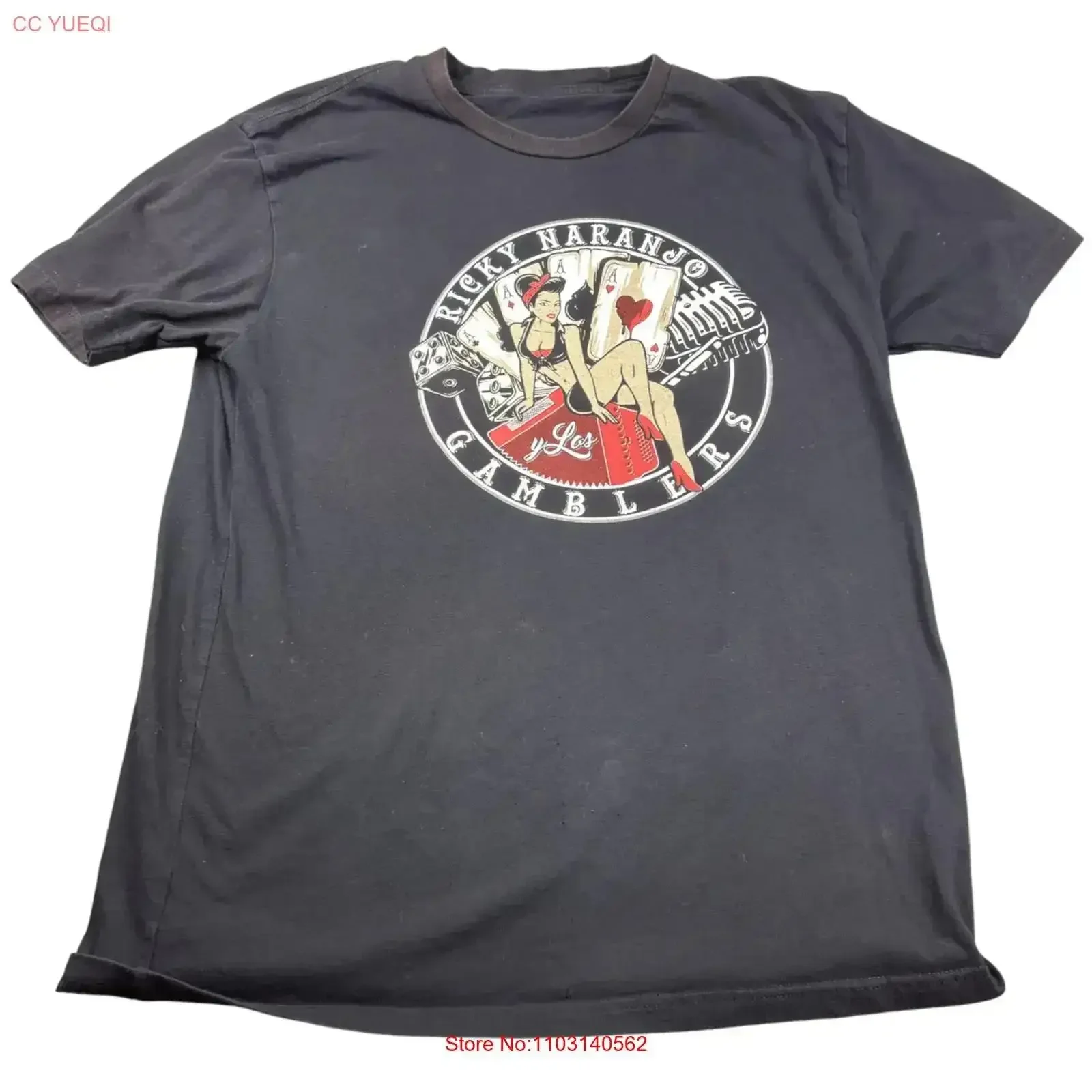 Camiseta Ricky Naranjo Y Los Gamblers para hombre, talla grande, negra, Si Señor Tejano, banda musical, vintage, lavada, transpirable, versátil, suave