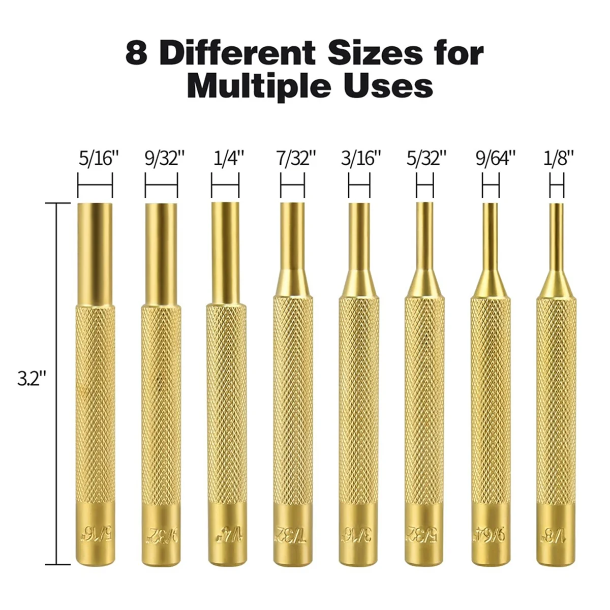 Roll Pin Punch Set, Punch Removing Repair Tools, Including Brass Pin Punches, Steel Pin Punches with Storage Pouch