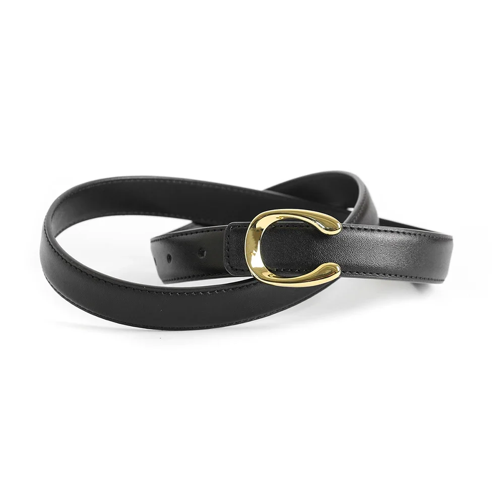 

2025 Narrow Luxury Designer Brand Vintage Belt High Quality Women Genuine Real Leather Dress Strap for Jeans Waistband 2.3cm