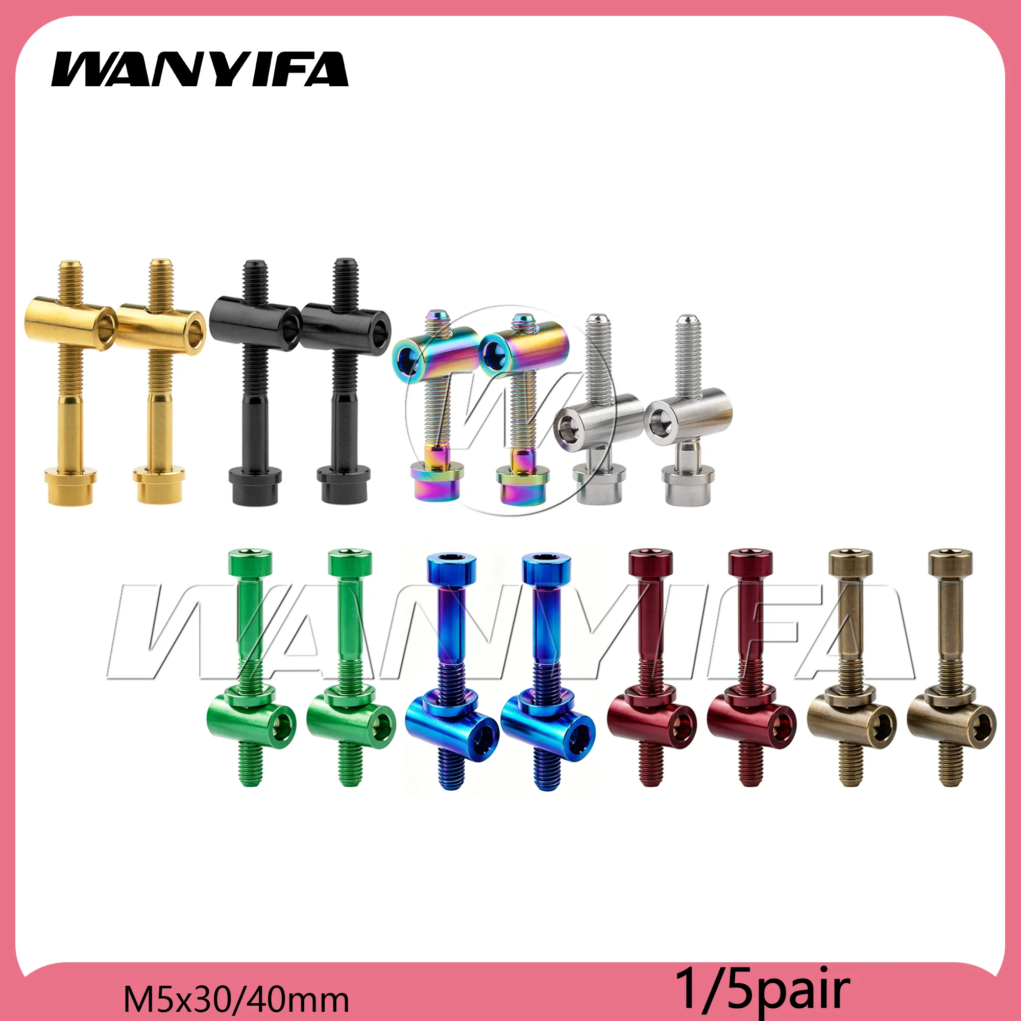 Wanyifa 1/5 pair Titanium Bicycle Seatpost Bolts M5x30/40mm for MTB Road Bike Seatpost Saddle Fixed