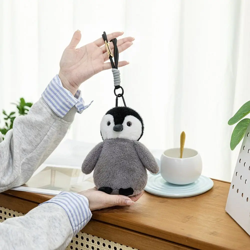 Mochila decoração bonito pinguim chaveiro de pelúcia dos desenhos animados pinguim de pelúcia pingente animal simulação pinguim travesseiro macio unisex