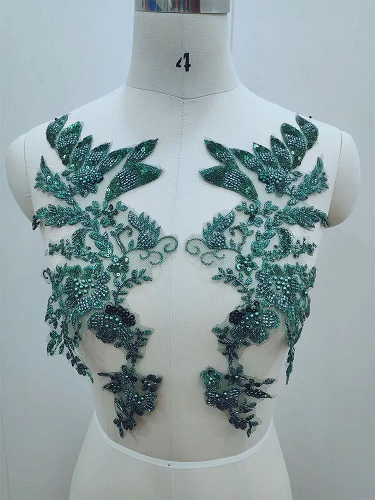 

Аппликация из тюля с цветочным узором, 12 цветов, для вечерних платьев, свадебная отделка, кружево с бисером и пайетками, ткань для рукоделия, в комплекте