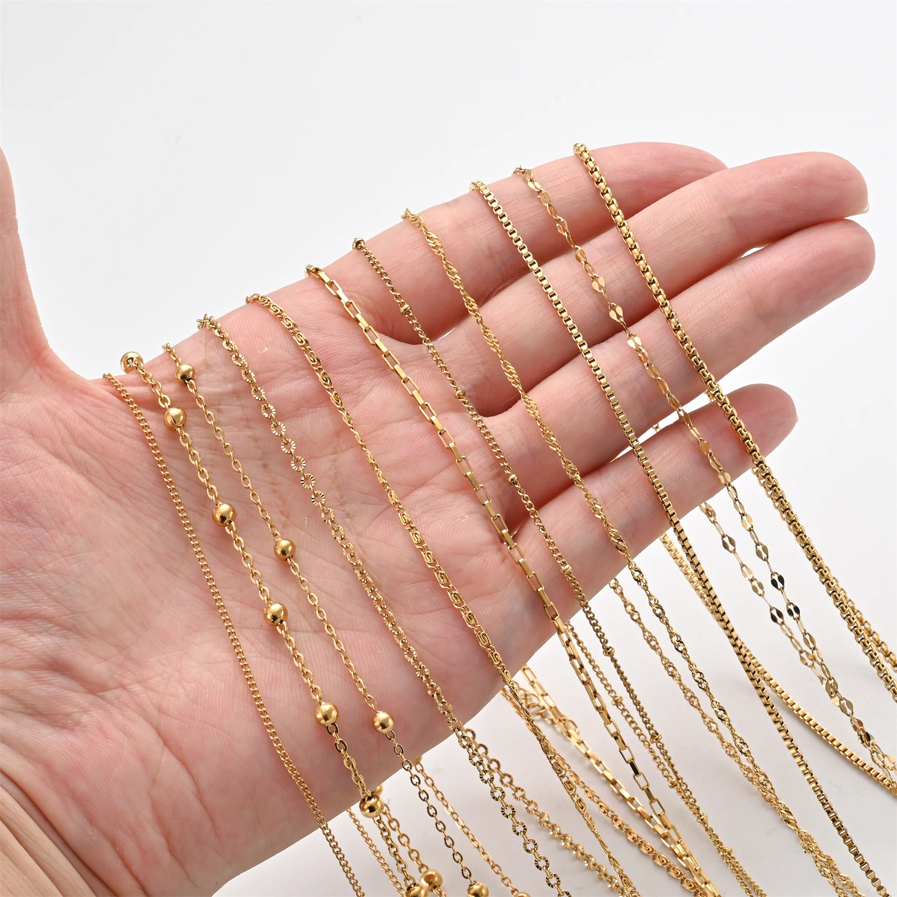 Großhandel 5 teile/los Edelstahl Winzige Kette Halskette Für Frauen DIY Einstellbare Halskette Kette Länge 45 cm + 5 cm – Detail 2