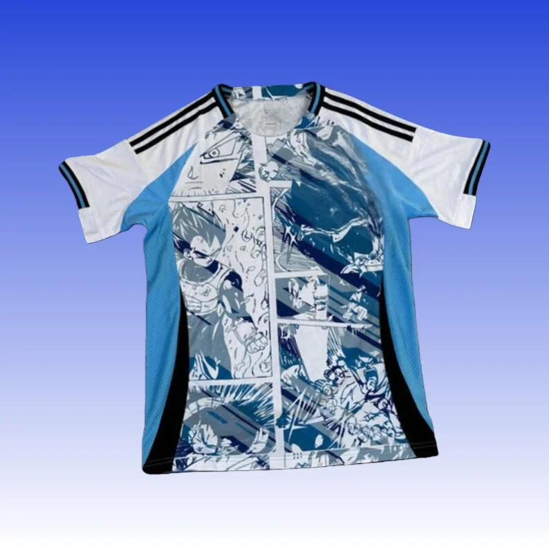 

New Football Jerseys Japanese Anime Bandai Dragon Ball Goku Saiyan T-shirt Sporty Street Loose for Men and Children