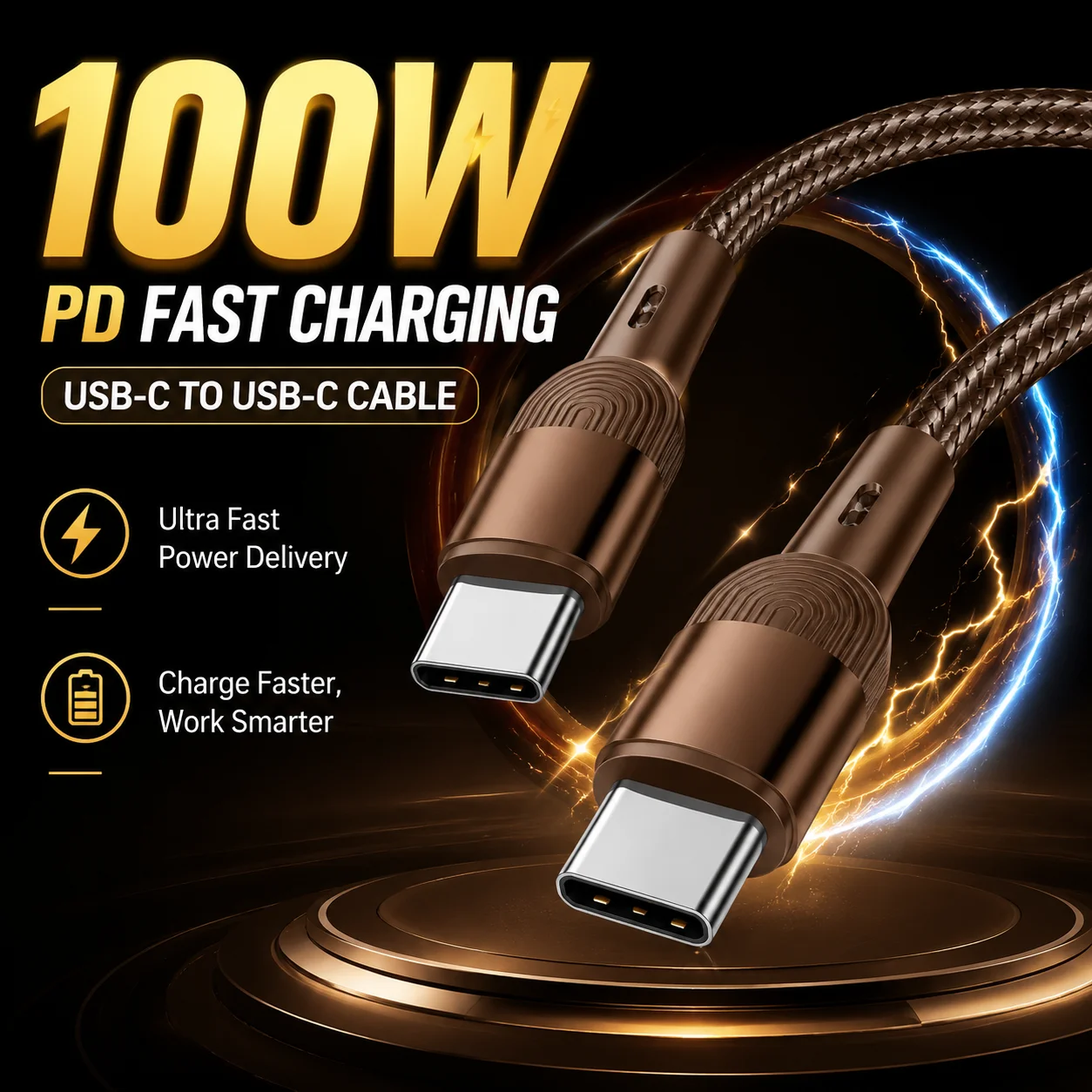 100W USB C to C Cable Fast Charging Type C Data Cable Braided Nylon Cord PD Charger Wire for iPhone 15 16 17 Pro Max Samsung Xia