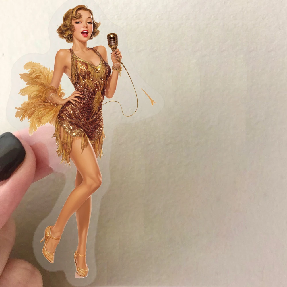 

10/30/50pcs Vintage Pop Girls Sexy Lady Graffiti Stickers Transparent PET Decals Decoration Scrapbook Phone Retro Adult Sticker